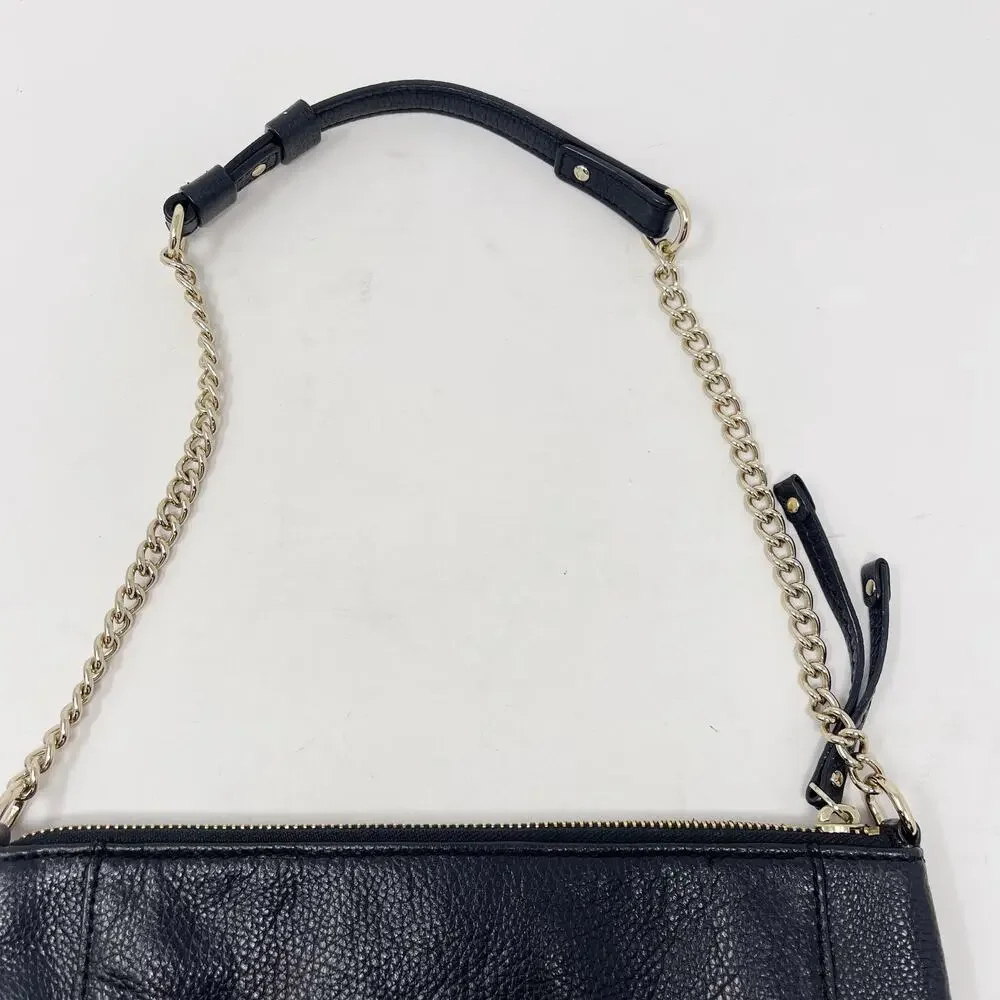 Kate Spade Black Berkshire Road Adela Shoulder Bag Chain Link Pebble Leather